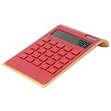 Eacam Solarrechner Dual Power Solar Calculator, Tilted LCD -Display, Breite Computertaste, 10 Ziffern Finanzrechner für Büro/Zuhause, Schlanke Elegante, Kompakte Größe, Bequem Zum (Rot)