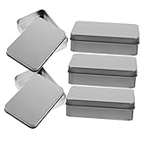 KALLORY 5 Stück Dose aus Weißblech Party Zinn Aufbewahrungsboxen klein Bevorzugung Kisten Blechdosen mit Deckel Vorratsdosen mit Deckel Aufbewahrungsdosen aus Metall Silber