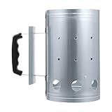 DOITOOL Outdoor Grillanzünder Anzündkamin aus Stahl mit Hitzebeständigem Kunststoffgriff Rostfrei Kompakt für Holzkohlegrill BBQ Lagerfeuer und Pizzaofen