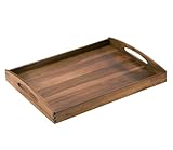 Zassenhaus Serviertablett Holz, mit Tragegriffen, 53×41×7cm, aus nachhaltig angebautem Akazienholz, Holztablett rechteckig, Teetablett