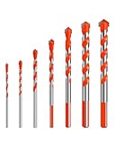 KEMUZ 7 Stück Fliesenbohrer Glasbohrer Set, Professionelles Fliesenbohrer Set für Porzellan, Keramik, Fliesen, Beton, Ziegelwand, Glas, Kunststoff, Mauerwerk und Holz(3,4,5,6,8,10,12mm)