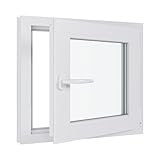 Kunststofffenster Kellerfenster Fenster - 3-fach Verglasung - weiß/weiß - 800x600 mm DIN Links