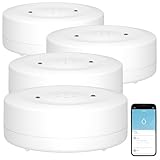 Luminea Home Control Wassermelder WiFi: 4er-Set WLAN-Wassermelder, lauter Alarm, App-Benachrichtigung weltweit (Wassermelderalarm, Wasserwarner WLAN, Waschmaschine)