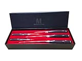 Messerglück® Premium Messerset 5-tlg. – Küchenmesser mit Rosenholzgriff – Messer aus deutschem Stahl – 0,25 mm Kantenstärke – mit Messerbox – für Fisch, Fleisch, Obst, Gemüse & Brot