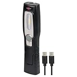 Brennenstuhl LED Akku Handleuchte HL 201 A/LED Werkstattlampe mit Akku (250 + 70lm, knickbarer Haltefuß, handliche Arbeitsleuchte mit Magnet und Haken, inklusive USB C Kabel)