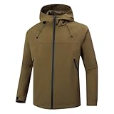BXUGY Langarm Jacke Casual Mode Mit Kapuze Sportjacke Reißverschlussleiste Trend Gutaussehend Softshelljacke Bergsteigen Camping Workout Outdoorjacke Herren M-Coffee 3XL