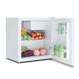 Techomey Mini Kühlschrank 45L, Kühlschrank klein ohne gefrierfach, Minikühlschrank mit Umkehrbare Tür, kleiner kühlschrank leise für Küche,Büro,Schlafzimmer,kleine Wohnungen, Hotels,0-10℃, Weiß