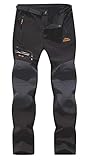 BenBoy Herren Wanderhose Wasserdicht Softshellhose Outdoorhose Winddicht Warm Gefüttert Skihose Snowboardhose Winter Trekkinghose,KZ1672M-Black2-S