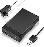3.5 Festplattengehäuse - 5Gbps USB 3.0 zu SATA Externe Festplatte für 2.5 3.5 Zoll SSD HDD Gehäuse bis zu 16TB mit DC Power Adapter, Unterstützung UASP, Ultimative Wärmeableitung