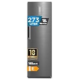 Midea MDRU385MTE46 Gefrierschrank/Kühlschrank/273L/185 cm hoch/NoFrost/Flexible Kühl- und Gefrierfunktion/Superkühl/Große Fächer/Zero Clearance/Easy Open Handgriff/Wechselbarer Türanschlag/Inox