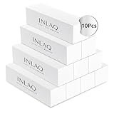 INLAQ® Premium Weiß Polierblock - 10 Stück | Professionelle Qualität für Gel, Acryl und klassisches Nagellack-Styling | Glättet und ebnet die Nageloberfläche | 240/240 Körnung