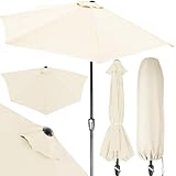 Kingsleeve® Sonnenschirm Halbrund 2,7m Abdeckung UV-Schutz 80+ Balkon Terrasse Halbschirm Terrassenschirm Balkonschirm Halbrundschirm Beige Creme