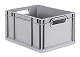 aidB Eurobox NextGen Grip, 400x300x220 mm, Griffe offen, robuste Plastikbox aus Kunststoff mit ergonomischen Griffen, stapelbare Kunststoffkiste, ideal für die Industrie, 1St.