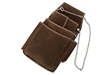 MF Leder Kellnerbörse mit Halfter, 18,5 x 10,5 cm, Braun, 6 Scheinfächer, Kette und Reißverschlussfach (Braun)