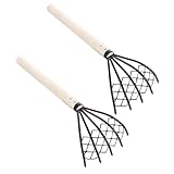 Balacoo 2 Stück Teiliges Muschelharke mit aus Robustem Eisen und Ergonomischem Holzgriff Wetterfest und Langlebig für Strand Austernsuche und Meeresschnecken Sammeln Beach Essentials