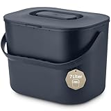 Black Sweden Home Biomülleimer Küche - 7L - Design Komposteimer mit Sieb - Bio-Mülleimer Geruchsdicht - Bio Abfalleimer- Komposter Küche Eimer mit Deckel - Bioabfallbehälter für Küche - Anthrazit Grau