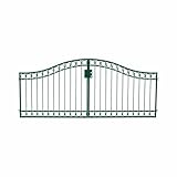 Gartentor Hoftor Einfahrtstor Metall Einfahrtstor Anello-GT300/100S Schloss Feuer Verzinkt Anthrazit Grau 300 cm 3m Doppelflügeltor, Oberfläche/Farbe/Finish:Duplex Verzinkt Grün 6005 Pulverbeschichtet