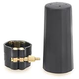 Alto Saxophon Ligatur, Altsaxophon Ligatur mit Kunststoffkappe Set, Altsaxophon Jazz Musikinstrumentenzubehör PU Leder Ligatur Sax Mundstück Clip mit Kappe für Anfänger Professionelle Alto Saxophon