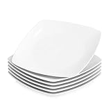 MALACASA, Serie Julia, Teller Set 6 Personen Modern, 6-teilig Weiß Porzellan Speiseteller,24,8cm kleiner Essteller