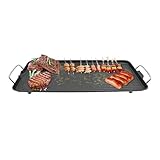Fliuyr Elektrische Tragbare Antihaft Teppanyaki Grill, 5 Temperatur Einstellbar, 68x28cm Große Elektrische Grillplatte, Geeignet für Innen-und Außenbereich Camping Barbecue, Omelette