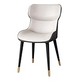 MBNKMEBU Mid Century Modern Leder Küchen-Esszimmerstühle Akzentstuhl, Gepolsterte Seitenstühle mit Sitzkissen und stabilen Metallbeinen for Schlafzimmerküche(BeigeA)