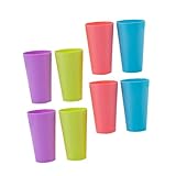 VERDANVERSE 8 Stück Teiliges Buntes Plastiktrinkbecher ohne Deckel Stapelbar Transparent Glatt Vielseitig für Wasser Milch Saft Tee Praktische für Haushalt und Gäste