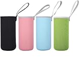TUKNN Neopren Flaschen Schutzhülle, Wasserflasche Thermo-Hülle Isolierte, Flaschen Thermo-Hülle Taschen, Wasserflasche Neopren Beutel, Neoprenhülle für - Trinkflaschen aus Glas, 4 Stück