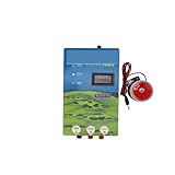 VCHICS Elektrozaun, 10KM Elektrischer Schäferhund 2-3 Joule Tier Pferd Rinder flülfarm Zaun Solar Laderät Controller Alarm Vieh Werkzeu Einsatz in Haushalt und Garten(5KM Alarm)