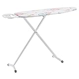 Amazon Basics Bügelbrett mit ovaler Bügeleisen-Ablage, Classica, Klein, Weiß, Geblümt, 109 x 35 cm