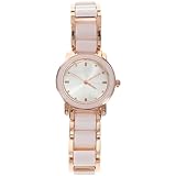 Hemobllo Frauen Analog Quarzuhr - Weiße Keramik Uhren für Frauen Elegante Damenuhr Edelstahl Keramik Armband Armbanduhren für Frauen - Golden
