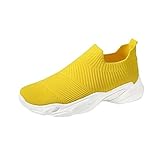Laquieio Golfschuhe für Damen, Basketball, Freizeit, Laufen, Tennisschuhe, Schnürverschluss, bequeme Sportschuhe für Damen, gelb, 40 EU