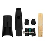 OriGlam Tenorsaxophon-Mundstück-Set, Saxophon-Saxophon-Saxophon-Set mit Leder-Ligatur-Blattkissen und Kunststoffkappe für Saxophon-Mundstück