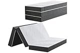 Twirest Klappmatratze Faltbare Gästematratze 75 x 195 x 15 cm Waschbar & Klappbar 4-teilige Faltmatratze mit abnehmbarem Bezug für Reisen Camping Gästebett Grau