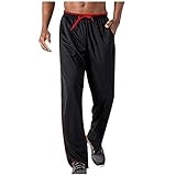Wanderhose für Herren, Größe 46, schwarze Jogginghose, einfarbige Wanderhose, elastischer Bund, Sporthose, strapazierfähige Golfhose, Freizeithose, Outdoor-Angelhose, Schwarz , S