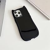 Japanische süße 3D-Katzenohr-Hülle für iPhone 16 15 14 13 12 11 Pro Max Plus, Mädchen-Cartoon, durchsichtig, stoßfest, sturzsicher, weiche Silikonhülle (für iPhone 15ProMax/Schwarz)