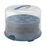 Rotho Fresh Tortenglocke hoch mit Trays, lebensmittelechter Kunststoff (PP) BPA-frei, blau/transparent, (35.5 x 34.5 x 26.0 cm)