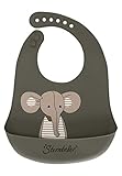 Sterntaler Baby Unisex Baby Silikon Lätzchen Silikon Lätzchen Eddy - Baby Silikon Lätzchen, Kinderlätzchen, Baby Lätzchen - dunkelgrün