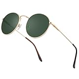 HENGOSEN Sonnenbrille Herren Rund Sunglasses-Men: Polarisiert Runde Sonnenbrille Retro Metallrahmen Sonnenbrille Herren Damen