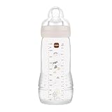 MAM Easy-Active-Babyflasche 330 ml, MAM Babyflasche für aktive Babys, ergonomisch und praktisch, Babyzubehör 4+ Monate zum Stillen mit Sauger Größe 3 flach und symmetrisch, neutral