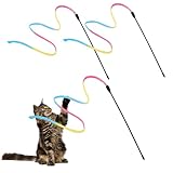 AOZUO 3 Stück Cat Zauberstab Regenbogenspielzeug, 60cm Rainbow Ribbon Zauberstab Katzenspielzeug Spielzeug Katze Cat Toys Katze Interaktiver Catcher Teaser Zauberstab Für Kitten Training Cat Exercis
