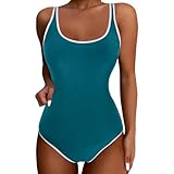 Dwevkeful Korsett Damen Bauchweg, Badeanzug Damen Bauchweg Sommer Sexy Leicht Swimsuit Bademode Sport Rückenfrei Einteiliger Badeanzüge Schwimmanzug Schwarz Push Up Badeanzug Badebekleidung