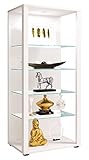 VCM Glasvitrine stehend | Vitrine Glas mit ESG-Sicherheitsglas | Maße ca. H. 115 x B. 52 x T. 35 cm | Standvitrine Glas | Modern und platzsparend | Glas Vitrinenschrank – Glasol LLL Weiß