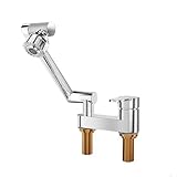 Küchenarmatur, Küchenarmaturen mit 360° Schwenkauslauf Spültischarmatur, Deckmontage 2 Löcher Mischbatterien Edelstahl Spültischarmatur für Badezimmer Waschbecken