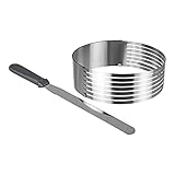 genialo Torten-Schneidehilfe-Set, 2 Teile, Schneidehilfe mit Rillen + Konditormesser