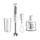 Braun Stabmixer MultiQuick 5 MQ 50236 M - Elektrischer Stabmixer mit 21 Geschwindigkeitsstufen + Turbo, Edelstahl Pürierfuß, Easy Click System, SplashControl, 3-teiliges Zubehör-Set, 1000 Watt, Weiß