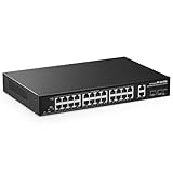 MokerLink 28 Port Gigabit PoE Switch, 24 Gigabit PoE+ Ports, 2 Gigabit Uplink, 2 Gigabit SFP, 300W IEEE802.3af/at, Metal Rackmount Unmanaged Plug and Play Ethernet Switch