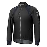ROCKBROS Regenjacke Herren Wasserdicht Atmungsaktiv Leicht, Mit Reflektierenden Details, Winddicht TPU Windjacke Regenmantel, Fahrradjacke für Radfahren Wandern Laufen, Schwarz S