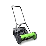 Effizienter 40,6 cm manueller Rollenmäher mit verstellbarer Schnitthöhe und 27 l Grasfangkorb – perfekt für Gras unter 15 cm – 2 Räder und 40 cm Schnittbreite mit 4-stufiger Mähhöhenverstellung