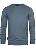 Indicode Herren Gamal Strickpullover aus 80% Baumwolle | Pullover O-Neck Pulli Männer China Blue Mix, L