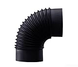 Rauchrohrbogen, 90° -Winkelstück aus Edelstahl, Ofenrohr Bogen Abgasrohre Kaminofenrohr, temperaturbeständig bis 800 °C, für sichere Verbindung zwischen Kamin und Schornstein(153 mm/Schwarz)